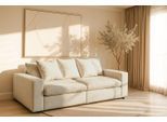 3-Sitzer OTTO HOME "Venslev", beige (cream), B:230cm H:83cm T:120cm, 100% PES, Sofas, 3-Sitzer, Lounge-Sofa, mit extra tiefer Sitzfläche und losen Kissen