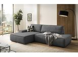 Ecksofa OTTO HOME "SHERWOOD Leinenoptik Schlafsofa in L-Form offen (275cm)", grau (anthrazit), B:275cm H:85cm T:167cm, 100% Polyester, Sofas, Ecksofa, Schlaffunktion und Bettkasten, Kedernaht, hoher Sitz- & Liegekomfort