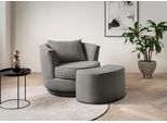 Drehsessel HOME AFFAIRE "MAISIE Webvelours, Love Seat,Lese-Sessel,Sessel-Set, mit Hocker", grau (mittelgrau), B:95cm H:77cm T:133cm, Sessel, Drehsessel, in MEGA CORD und Web-Velours, drehbar 360 Grad mit Hocker