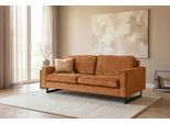 3-Sitzer OTTO HOME "Pinto, 206 cm, Cord, Chenille, Lederoptik", brick rot, B:206cm H:85cm T:97cm, 100% Polyester, Sofas, 3-Sitzer, mit Keder, schwarze Metallfüße, Wellenunterfederung