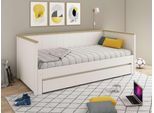 Daybett OTTO HOME "REIGNY ", Kinderbett, Gästebett, zwei Schlafplätze", weiß (weiß, weiß), B:100cm H:77cm L:209cm, Daybetten, Daybett, Massivholz, Lammellen - Design, Landhausstil, Schublade optional