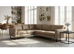 Ecksofa OTTO HOME "Pinto, XXL, 250/290 cm, langer Schenkel, Ottomane", beige, B:290cm H:85cm T:250cm, Luxus-Microfaser in Lederoptik(100% Polyester);Cord (92% Polyester, 8% Polyamide), Sofas, Ecksofa, Cord, Chenille, Lederoptik, mit Keder, Metallfüße, Wellenunterfederung