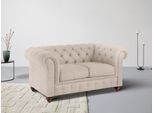 Chesterfield-Sofa OTTO HOME "Chesterfield 2-Sitzer B/T/H: 150/89/74 cm", beige (creme), B:150cm H:74cm T:89cm, Struktur (100% Polyester), Sofas, Chesterfield-Sofa, mit hochwertiger Knopfheftung, auch in Leder