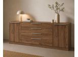 Kommode BORCHARDT MÖBEL "Oliva, Kommode mit Metallgriffen", braun (eichefarben vintage), B:200cm H:78cm T:35cm, Holzwerkstoff, Sideboards, Kommode, Breite 200 cm, mit 4 Schubkästen