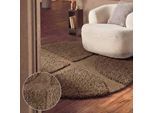 Hochflor-Teppich TED BAKER "Jasper, auch in rund", braun, H:25mm Ø:150cm, Polyester, Teppiche, Hoch-Tief-Struktur, Weich, Shaggy, Modern, Wohnzimmer, Schlafzimmer