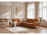 Ecksofa OTTO HOME "Pinto Skandi, 290 cm, Chenille, Struktur, Ottomane links / rechts", braun (brick rot), B:290cm H:89cm T:217cm, 100% Polyester, Sofas, Ecksofa, mit Keder, Massivholzfüße Eiche geräuchert, Wellenunterfederung