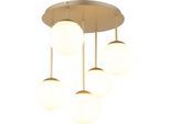 GLOBO LIGHTING Deckenleuchte "HARMON", gold (champagnerfarben matt), 5, Ø 15cm H: 51cm, 1 Stk., Leuchten, Deckenleuchte mit Glaskugeln, modern, stilvoll & edel, Deckenleuchte