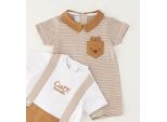 Strampler IDO "BABY BOY SUMMER ROMPERS", Kinder, Gr. 9, EURO-Größen, braun (caramel), 95% Baumwolle, 5% Elasthan, Overalls