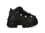 New Rock M-OVERZ106B-C1 Metallic Chunky Zwarte Leren Gothic Enkellaarsjes