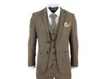 Heren 3-delig Bruin Tweed Ruit Vintage Retro Pak