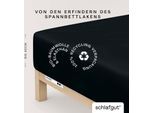 Spannbettlaken SCHLAFGUT "PURE BOXSPRING Bio-Baumwolle mit Elasthan, 170 g/m², Bettlaken", schwarz (off, schwarz), 1 Stk., Jersey-Elasthan, 180-200x200-220 40cm, Jersey-Elasthan, Obermaterial: 95% Baumwolle, 5% Elasthan, Bettlaken, Spannbettlaken, PREMIUM Boxspringbett Laken bis 40 cm Höhe, dehnbar blickdicht, straff