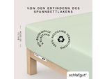 Spannbettlaken SCHLAFGUT "PURE Bio-Baumwolle mit Elasthan, 170 g/m², Bettlaken, Spannbetttuch", grün (grün light), 1 Stk., Jersey, 120-130x200-220 30cm, Jersey, Obermaterial: 95% Baumwolle, 5% Elasthan, Bettlaken, Spannbettlaken, PREMIUM Laken für Matratzen bis 30cm Höhe, dehnbar blickdicht, straff