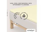 Spannbettlaken SCHLAFGUT "PURE TOPPER Bio-Baumwolle mit Elasthan 170 g/m² für Topper bis 10 cm", gelb (gelb light), 1 Stk., Jersey-Elasthan, 180-200x200-220 10cm, Jersey-Elasthan, Obermaterial: 95% Baumwolle, 5% Elasthan, Bettlaken, Spannbettlaken, PREMIUM Laken für Matratzen bis 10 cm Höhe, dehnbar, blickdicht