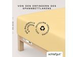 Spannbettlaken SCHLAFGUT "PURE BOXSPRING Bio-Baumwolle mit Elasthan, 170 g/m², Bettlaken", gelb (gelb mid), 1 Stk., Jersey-Elasthan, 140-160x200-220 40cm, Jersey-Elasthan, Obermaterial: 95% Baumwolle, 5% Elasthan, Bettlaken, Spannbettlaken, PREMIUM Boxspringbett Laken bis 40 cm Höhe, dehnbar blickdicht, straff