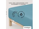Spannbettlaken SCHLAFGUT "PURE BOXSPRING Bio-Baumwolle mit Elasthan, 170 g/m², Bettlaken", blau (petrol mid), 1 Stk., Jersey-Elasthan, 140-160x200-220 40cm, Jersey-Elasthan, Obermaterial: 95% Baumwolle, 5% Elasthan, Bettlaken, Spannbettlaken, PREMIUM Boxspringbett Laken bis 40 cm Höhe, dehnbar blickdicht, straff