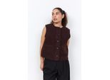 Plüschweste SOYACONCEPT "SC-SHAIMA 10", Damen, Gr. S, braun (chocolate plum), Plüsch, Obermaterial: 100% Polyester, unifarben, normal, Rundhals, Westen, Kunstfaser