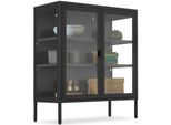 tectake® Metallvitrine, Glastüren mit Magnetverschluss, pulverbeschichteter Stahl, Kippschutz, höhenverstellbare Füße