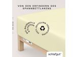 Spannbettlaken SCHLAFGUT "PURE BOXSPRING Bio-Baumwolle mit Elasthan, 170 g/m², Bettlaken", gelb (gelb light), 1 Stk., Jersey-Elasthan, 140-160x200-220 40cm, Jersey-Elasthan, Obermaterial: 95% Baumwolle, 5% Elasthan, Bettlaken, Spannbettlaken, PREMIUM Boxspringbett Laken bis 40 cm Höhe, dehnbar blickdicht, straff