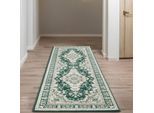 Teppich OTTO HOME "Oriental, Made in Belgium", grün (dunkelgrün), B:80cm H:7mm L:250cm, Kunstfaser, Teppiche, Teppich, Orient-Optik, mit Bordüre, Teppich, Kurzflor, Weich, Kundenliebling