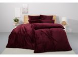 Bettwäsche OTTO HOME "Desner3", rot (bordeaux), B/L: 135cm x 200cm, 1 Stk., 1 Stk., Microfaser, B/L: 40cm x 80cm, 2 Stk., Microfaser, Obermaterial: 100% Polyester, Bettwäsche, Bettwäsche, Bettwäsche mit Reißverschluss, Cashmere-Touch, kuschelig & weich