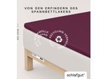Spannbettlaken SCHLAFGUT "PURE TOPPER Bio-Baumwolle mit Elasthan 170 g/m² für Topper bis 10 cm", lila (lila deep), 1 Stk., Jersey-Elasthan, 180-200x200-220 10cm, Jersey-Elasthan, Obermaterial: 95% Baumwolle, 5% Elasthan, Bettlaken, Spannbettlaken, PREMIUM Laken für Matratzen bis 10 cm Höhe, dehnbar, blickdicht