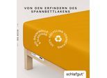 Spannbettlaken SCHLAFGUT "PURE BOXSPRING Bio-Baumwolle mit Elasthan, 170 g/m², Bettlaken", gelb (gelb deep), 1 Stk., Jersey-Elasthan, 140-160x200-220 40cm, Jersey-Elasthan, Obermaterial: 95% Baumwolle, 5% Elasthan, Bettlaken, Spannbettlaken, PREMIUM Boxspringbett Laken bis 40 cm Höhe, dehnbar blickdicht, straff