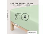 Spannbettlaken SCHLAFGUT "PURE BOXSPRING Bio-Baumwolle mit Elasthan, 170 g/m², Bettlaken", grün (grün light), 1 Stk., Jersey-Elasthan, 120-130x200-220 40cm, Jersey-Elasthan, Obermaterial: 95% Baumwolle, 5% Elasthan, Bettlaken, Spannbettlaken, PREMIUM Boxspringbett Laken bis 40 cm Höhe, dehnbar blickdicht, straff