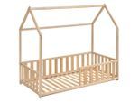 Jimmylee Hausbett , Buchefarben , Holz , Buche,Birke , vollmassiv,Sperrholz , 1-Zonen , 75x135x145 cm , Europäischer Sicherheitsstandard , nicht verstellbar,bodentiefer Einstieg , Baby- und Kindermöbel, Kinderzimmer & Jugendzimmer, Kinderbetten, Hausbetten