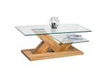 Linea Natura Couchtisch, Eiche, Transparent, Holz, Glas, Eiche, massiv, rechteckig, Bodenplatte, 60x44x110 cm, Wohnzimmer, Wohnzimmertische, Couchtische, Couchtische Glas