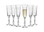 Novel Sektglas-Set, Klar, Glas, 6-teilig, 190 ml, 25 cm, Pantografieverzierung, Essen & Trinken, Gläser, Gläser-Sets