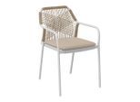 Ambia Garden Gartenstuhl, Grau, Weiß, Metall, Kunststoff, Textil, Füllung: Schaumstoff, Rundrohr, 54.5x84x64 cm, stapelbar, Gartenmöbel, Gartenstühle, Gartenstühle
