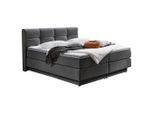 Carryhome Boxspringbett, Grau, Kunststoff, H2 + H3, 7-Zonen, Höhe ca. 24 cm, 180x200 cm, Bettkasten, gepolstertes Kopfteil, Topper durchgehend, Wendematratze mit unterschiedlichen Härtegraden, in verschiedenen Größen erhältlich, Schlafzimmer, Betten, Doppelbetten