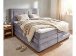 Boxspringbett OTTO HOME "MIVVA", grau (hellgrau), B:204cm L:215cm, Holz teilmassiv, Holzwerkstoff, Spanplatte, Komplettbetten, Boxspringbett, in H3, H4 oder Hmix H3/H4, wahlweise mit oder ohne LED-Leuchten