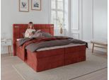 Boxbett OTTO HOME "PHILIPPA, Polsterbett mit Bettkasten, mit Taschenfederkernmatratze H3", terracota, B:195cm L:210cm, Holz teilmassiv, Holzwerkstoff, Spanplatte, Komplettbetten, Boxbett, mit Kaltschaum-Topper, Microfaser-Bezug, wahlweise mit LED-Beleuchtung