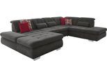 Wohnlandschaft DIE PLANBAR "MP-IN17004 U-Form, Breite 382 cm, mit Federkern-Polsterung", schwarz, B:382cm H:84cm T:260cm, 100% Polyester, Sofas, Wohnlandschaft, Federkern-Polsterung, wahlweise mit Funktionen