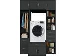 Mehrzweckschrank WIMEX "Multiraumkonzept, praktische Waschmaschinenlösung, Breite: 150cm", schwarz (grafit), B:150cm H:225cm T:69cm, Schränke, Mehrzweckschrank, erhältlich in den Farben grafit oder weiß