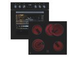 EXQUISIT Backofen-Set "EHE258-UBZ-020-Set schwarz", Energieeffizienz: A, schwarz, Herdsets, Vielseitiger Grill und 4-Zonen-Glaskeramikkochfeld – einfach & sicher, Backofen-Set