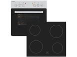 EXQUISIT Backofen-Set "EHE146-120 Set inox", Energieeffizienz: A, inox, Herdsets, Ober&Unterhitze mit 4-Zonen-Glaskeramikkochfeld – einfach & sicher, Backofen-Set