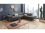 Ecksofa W.SCHILLIG "finn, Designsofa mit tollem Sitzkomfort, bequem, L-Form", grau (anthrazit s22), B:281cm H:71cm T:230cm, Flachgewebe S22 (100% Polyester);Stoff S37 (100% Polyester);Longlife Xtra-Leder Z59: Glattleder mit modischer Prägung. Hautstärke 0, 9 - 1, 1 mm, Sofas, Ecksofa, German Design Award 2016, Fußgestell Nussbaum natur, Breite 281 cm