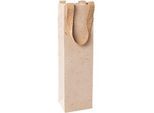 Sigel Flaschentasche Natural Red Coco, Grösse S, mit Bodeneinlage und breiten Jutegriffen, L 80 x B 100 x H 355 mm, Jutefaserpapier, beige, 5 Stück