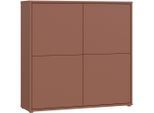 Carryhome Highboard, Terracotta, Kunststoff, Holzwerkstoff, 4 Fächer, 124.5x121.5x34.9 cm, Beimöbel erhältlich, stehend, Wohnzimmer, Kommoden & Sideboards, Highboards