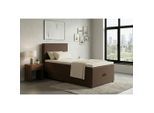 Mid.you , Braun , Textil, Holzwerkstoff , H3 , 100x200 cm , Bettkasten, gepolstertes Kopfteil, Stoffauswahl, Box mit integrierter Matratze ,