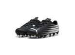 Fußballschuh PUMA "ATTACANTO II FGAG JR", Mädchen, Gr. 38,5, schwarz-weiß (puma schwarz, puma weiß), Synthetik, bedruckt, Schuhe Fußballschuh, mit Nockenprofil für Rasen- und Kunstrasenplätze, mit Schnürung