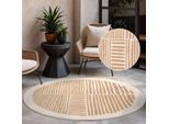 Teppich TED BAKER "Bounds, Wendeteppich", jute weiß, H:8mm Ø:200cm, Polypropylen, Teppiche, Teppich, Designteppich, Wetterfest, Pflegeleicht, Modern, Wohnzimmer, Terrasse