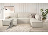 Wohnlandschaft OTTO HOME "SHERWOOD Cord U-Form, 329 cm - OTTO. Verlässliche Qualität.", beige (hellbeige), B:329cm H:85cm T:195cm, 100% Polyester, Sofas, Wohnlandschaft, Schlaffunktion m. Bettkasten (194x139 cm), Cord, Vintage, Samtvelours