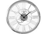 Wanduhr LOWELL, silber (silberfarben), Ø 45cm B/H/T: 6,5cm, Wanduhren, Wanduhr, rund, Ø 45 cm, römische Ziffern