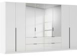 Drehtürenschrank OTTO HOME "Kleiderschrank Kleiderschränke Schrank Garderobe AGORDO mit Glasfront", alpinweiß, glas kristallweiß, B:360cm H:229cm T:54cm, Holzwerkstoff, Schränke, Drehtürenschrank, mit Außenschubkästen, in 7 Breiten und 2 Höhen MADE IN GERMANY