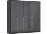 Drehtürenschrank OTTO HOME "Kleiderschrank Kleiderschränke Schrank Garderobe AGORDO mit Glasfront", grau (graumetallic, glas basalt), B:226cm H:210cm T:54cm, Holzwerkstoff, Schränke, Drehtürenschrank, durchdachte Innenausstattung, in 8 Breiten und 2 Höhen MADE IN GERMANY