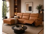 Ecksofa OTTO HOME "LUND, Lederoptik, L-Form, 261cm, man./elektr. Relaxfunktion (USB-A)", braun (cognac), B:261cm H:97cm T:179cm, Kunstleder 100% Polyurethan, Sofas, Ecksofa, mit USB A-Anschluss bei elektrischer Variante und Kopfteilverstellung