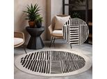 Teppich TED BAKER "Bounds, Wendeteppich", schwarz weiß, H:8mm Ø:160cm, Polypropylen, Teppiche, Teppich, Designteppich, Wetterfest, Pflegeleicht, Modern, Wohnzimmer, Terrasse
